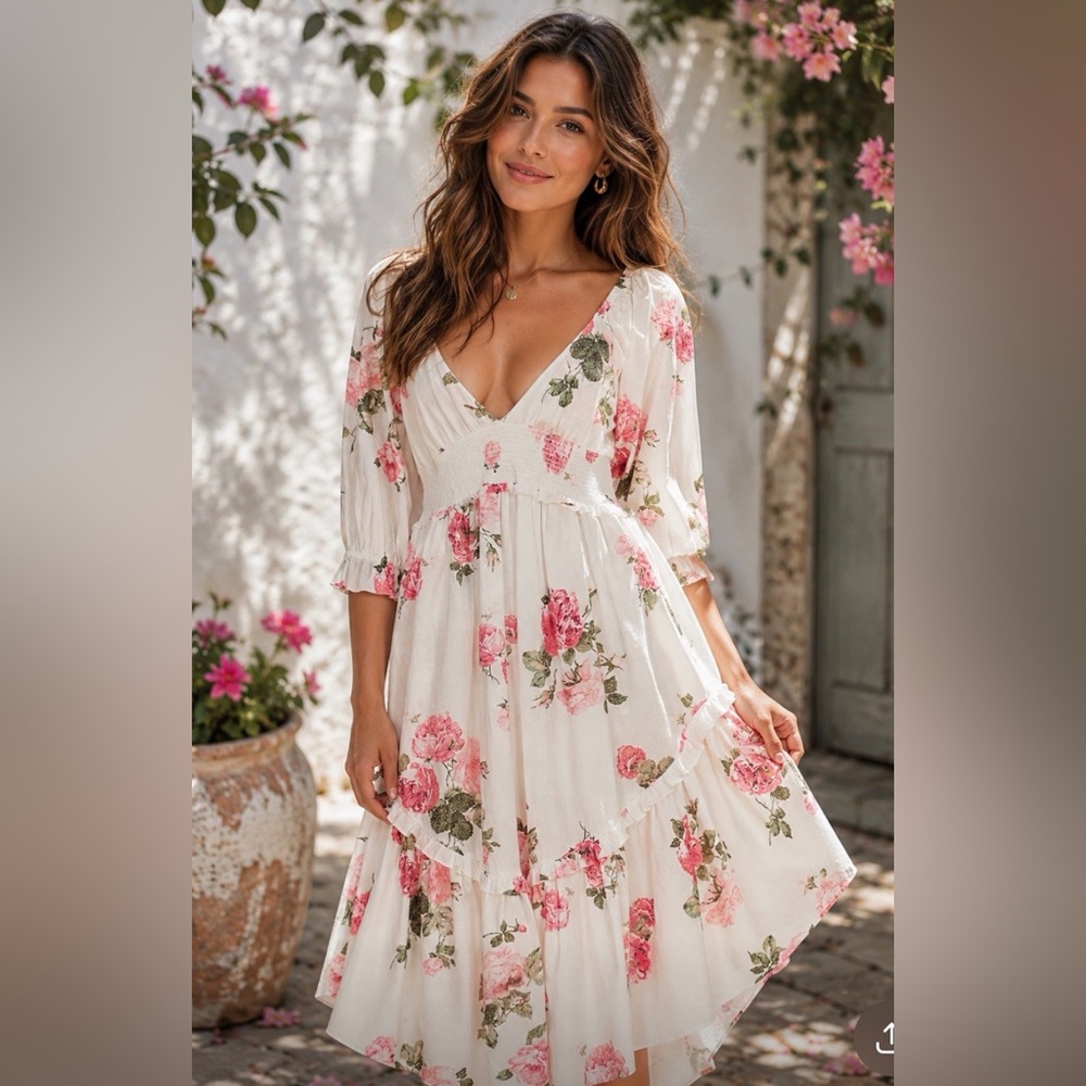 NWT LoveShackFancy Firefly V-Neck Cotton Maxi Dress $395